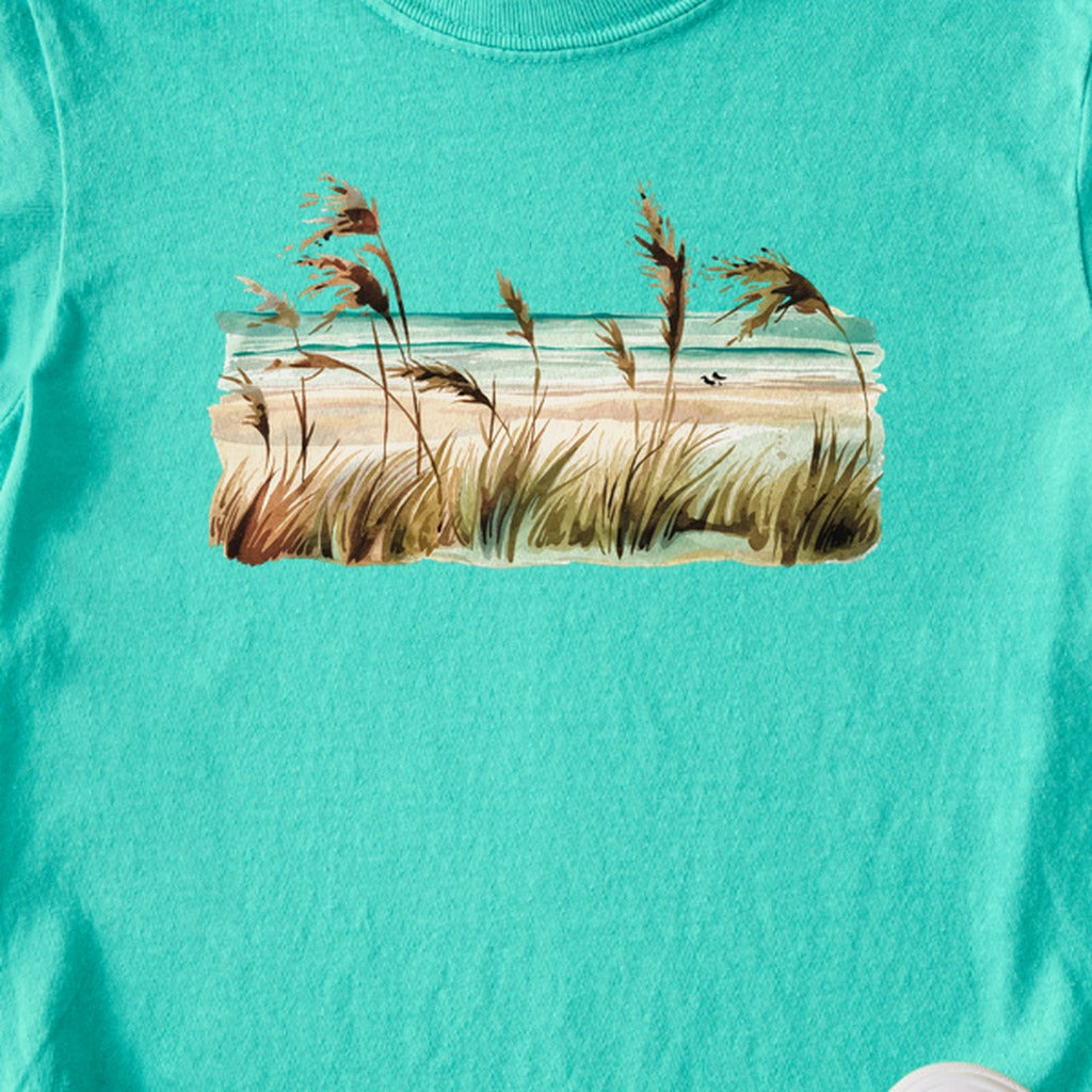 Watercolor Beach Coast Kids Cotton T-Shirt