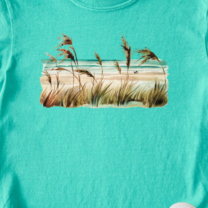Watercolor Beach Coast Kids Cotton T-Shirt