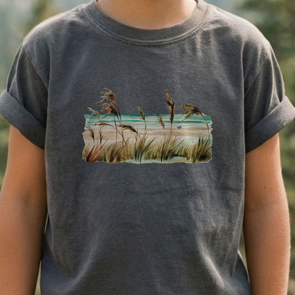 Watercolor Beach Coast Kids Cotton T-Shirt
