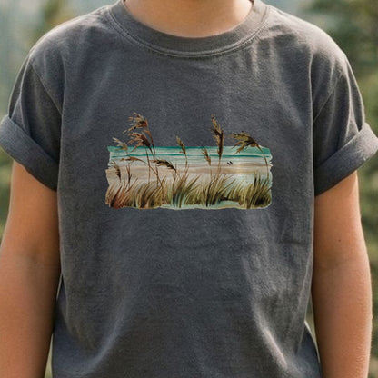 Watercolor Beach Coast Kids Cotton T-Shirt