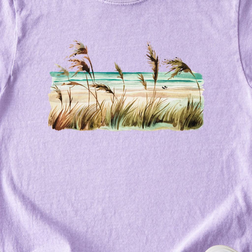 Watercolor Beach Coast Kids Cotton T-Shirt