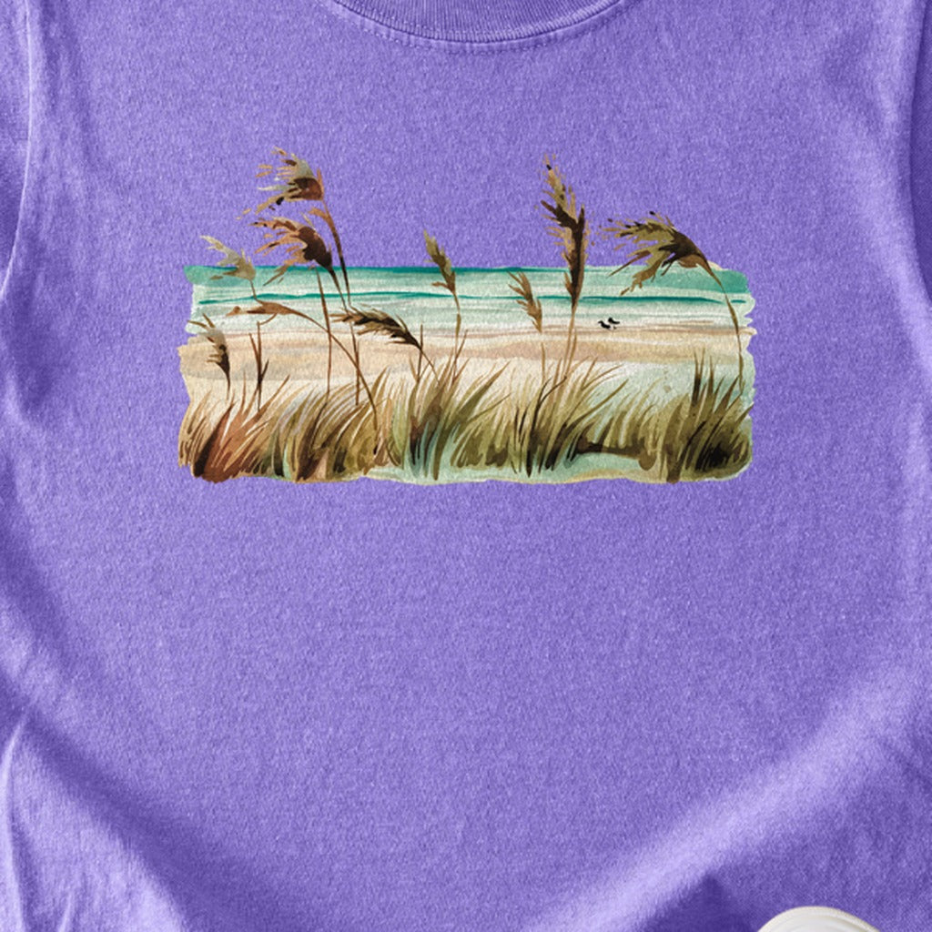 Watercolor Beach Coast Kids Cotton T-Shirt