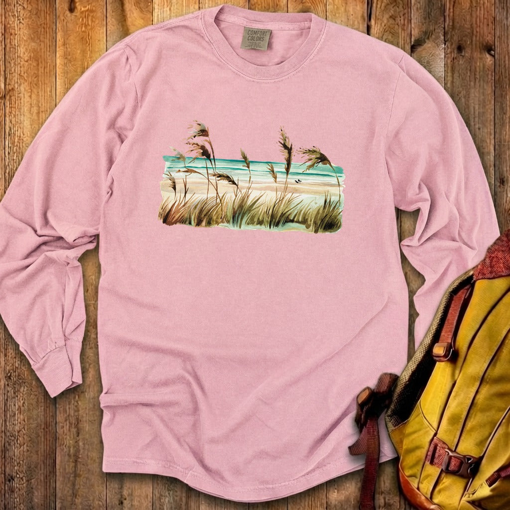 Watercolor Beach Coast Cotton Long Sleeve