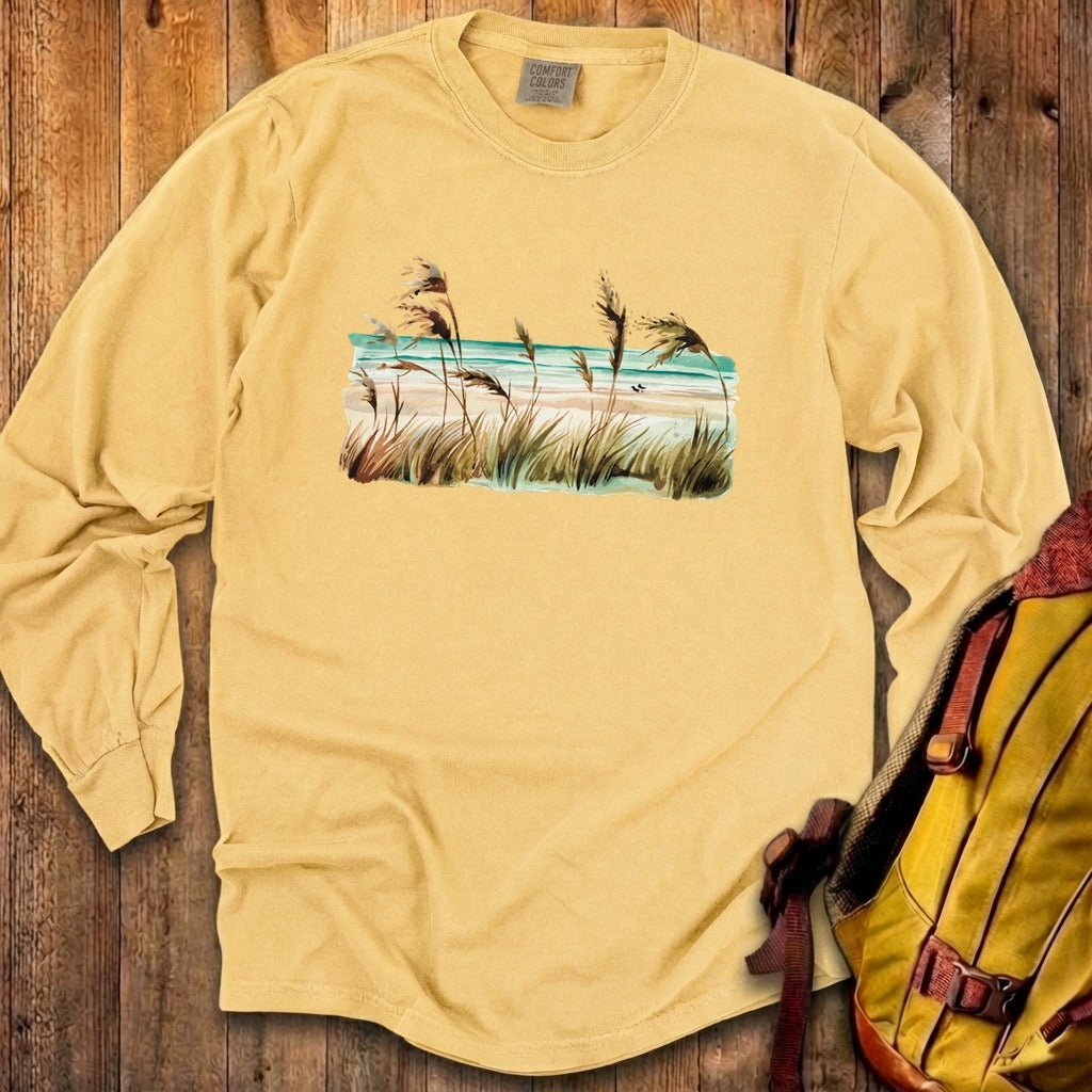 Watercolor Beach Coast Cotton Long Sleeve