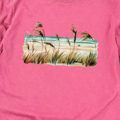 Watercolor Beach Coast Cotton Long Sleeve