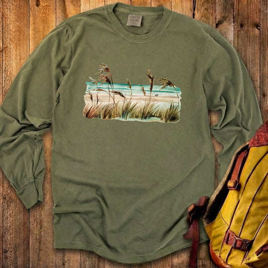 Watercolor Beach Coast Cotton Long Sleeve