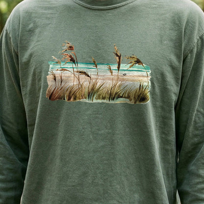 Watercolor Beach Coast Cotton Long Sleeve