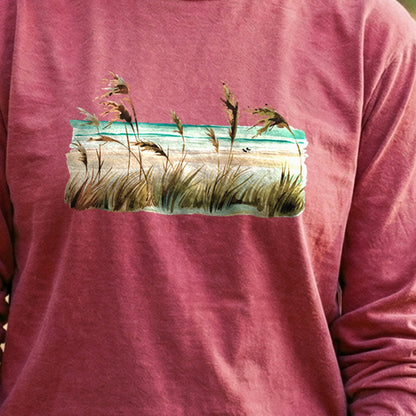 Watercolor Beach Coast Cotton Long Sleeve