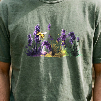 Watercolor Bee in a Meadow Cotton T-Shirt