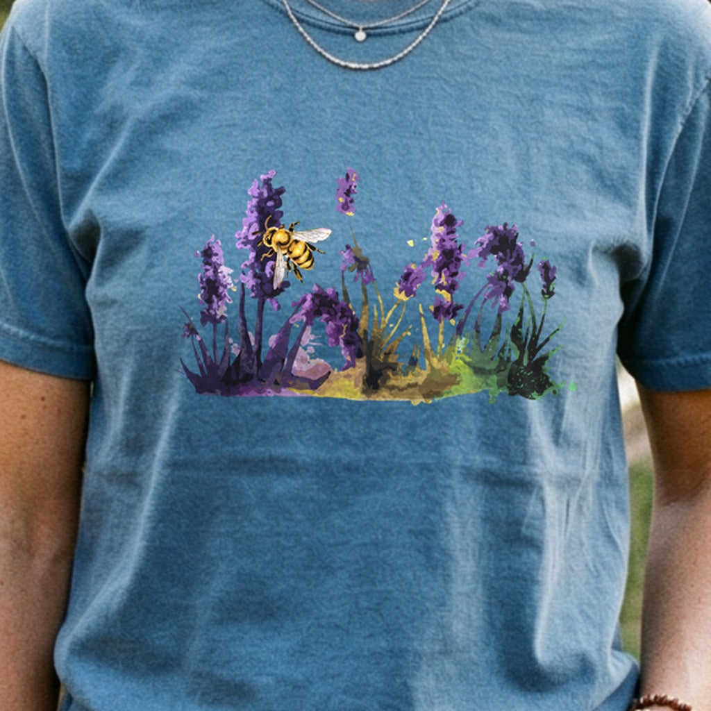 Watercolor Bee in a Meadow Cotton T-Shirt