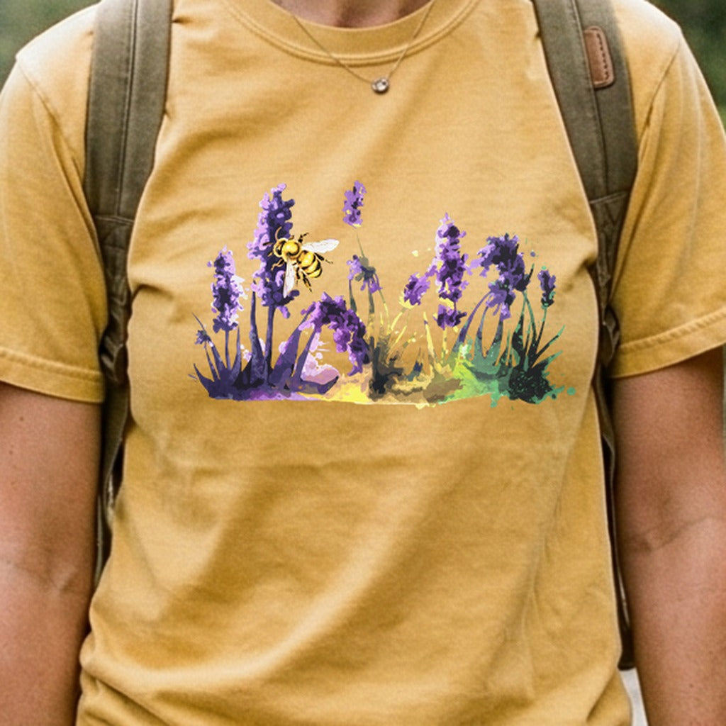 Watercolor Bee in a Meadow Cotton T-Shirt