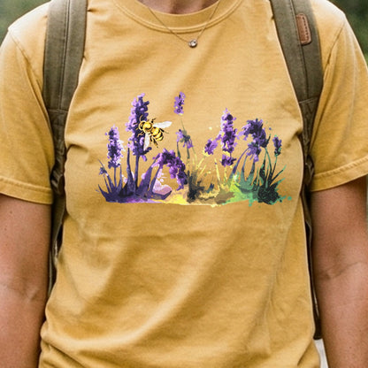 Watercolor Bee in a Meadow Cotton T-Shirt
