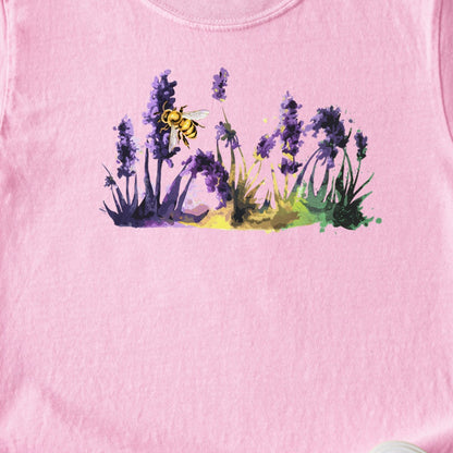 Watercolor Bee in a Meadow Kids Cotton T-Shirt