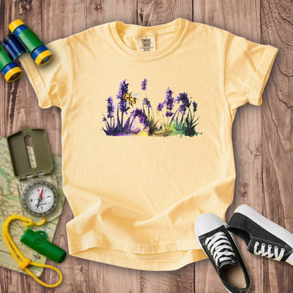 Watercolor Bee in a Meadow Kids Cotton T-Shirt
