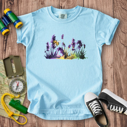 Watercolor Bee in a Meadow Kids Cotton T-Shirt