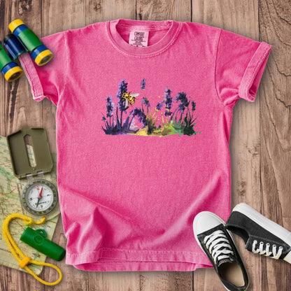 Watercolor Bee in a Meadow Kids Cotton T-Shirt
