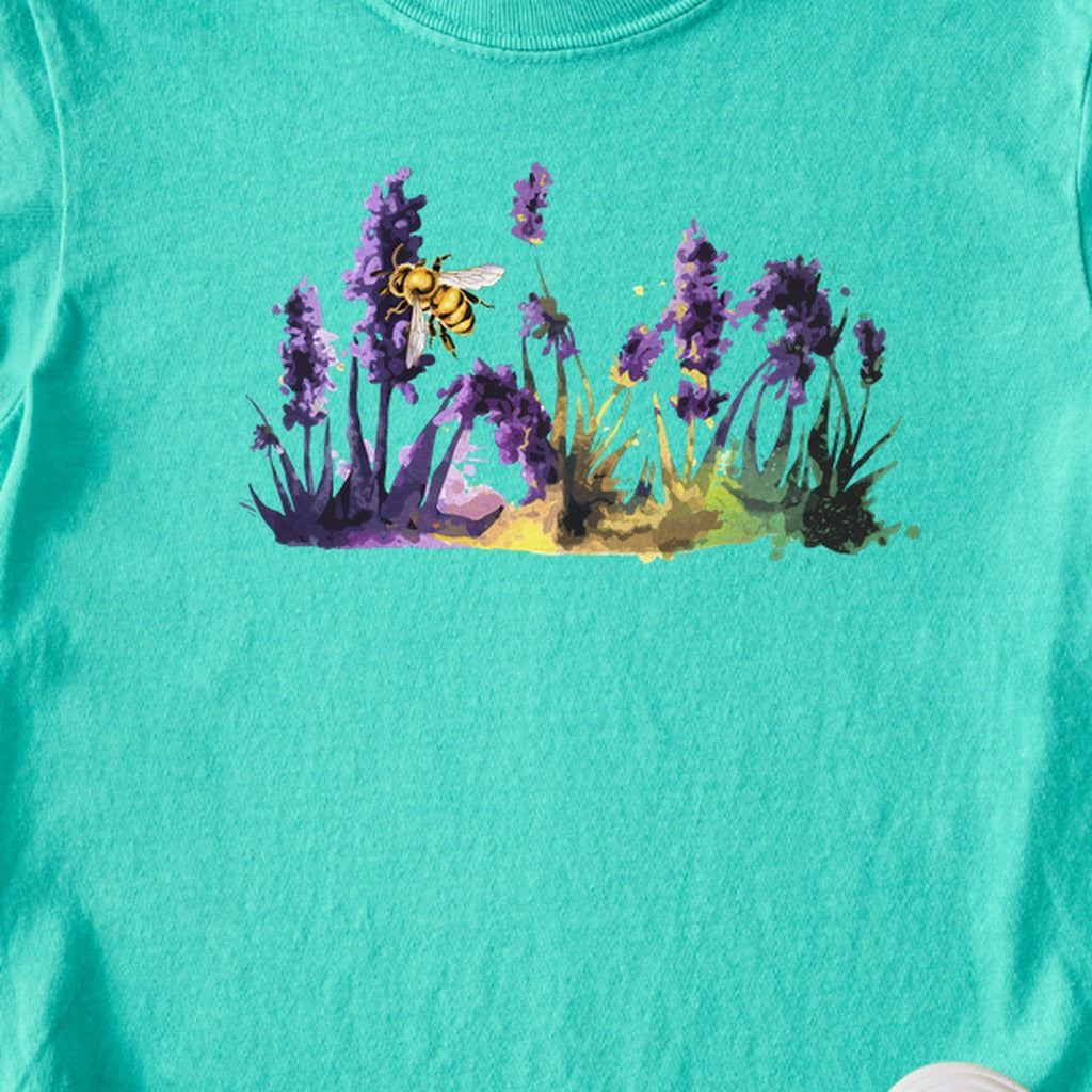 Watercolor Bee in a Meadow Kids Cotton T-Shirt