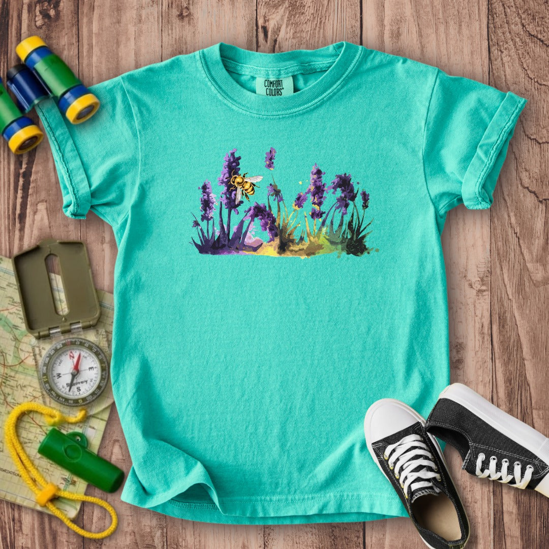 Watercolor Bee in a Meadow Kids Cotton T-Shirt