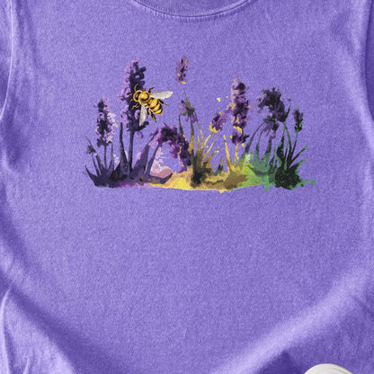 Watercolor Bee in a Meadow Kids Cotton T-Shirt
