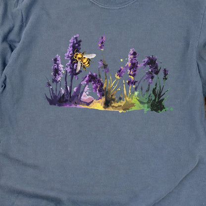Watercolor Bee in a Meadow Cotton Long Sleeve