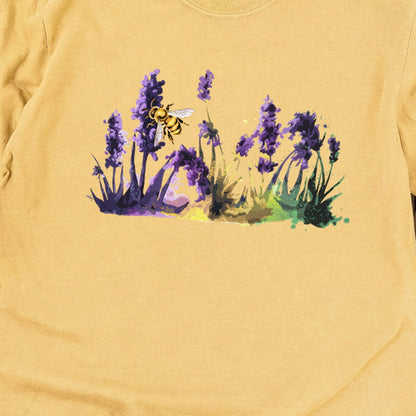 Watercolor Bee in a Meadow Cotton Long Sleeve