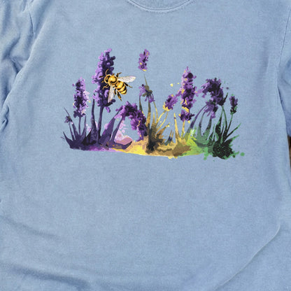 Watercolor Bee in a Meadow Cotton Long Sleeve