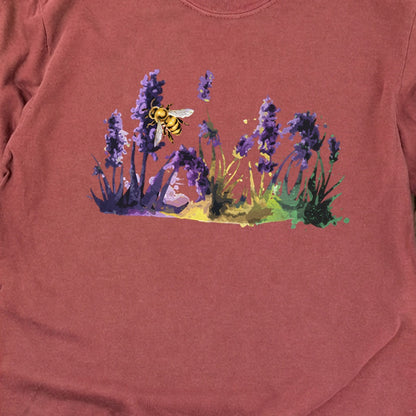 Watercolor Bee in a Meadow Cotton Long Sleeve