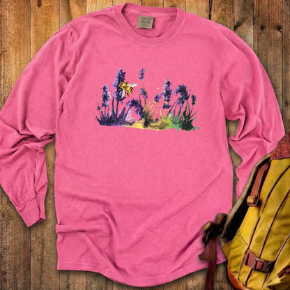 Watercolor Bee in a Meadow Cotton Long Sleeve