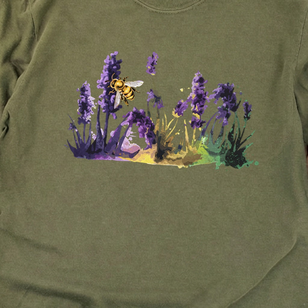 Watercolor Bee in a Meadow Cotton Long Sleeve