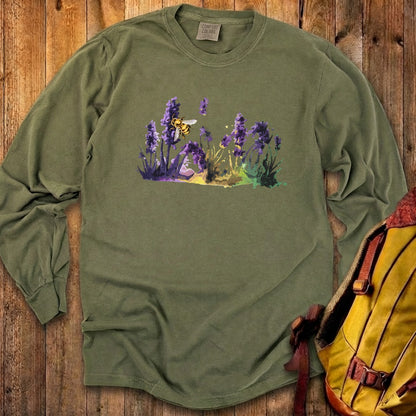 Watercolor Bee in a Meadow Cotton Long Sleeve