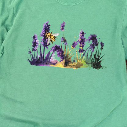 Watercolor Bee in a Meadow Cotton Long Sleeve