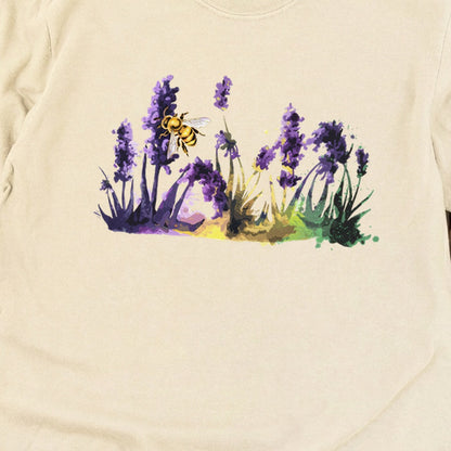 Watercolor Bee in a Meadow Cotton Long Sleeve