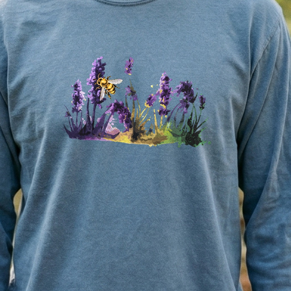 Watercolor Bee in a Meadow Cotton Long Sleeve