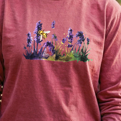 Watercolor Bee in a Meadow Cotton Long Sleeve