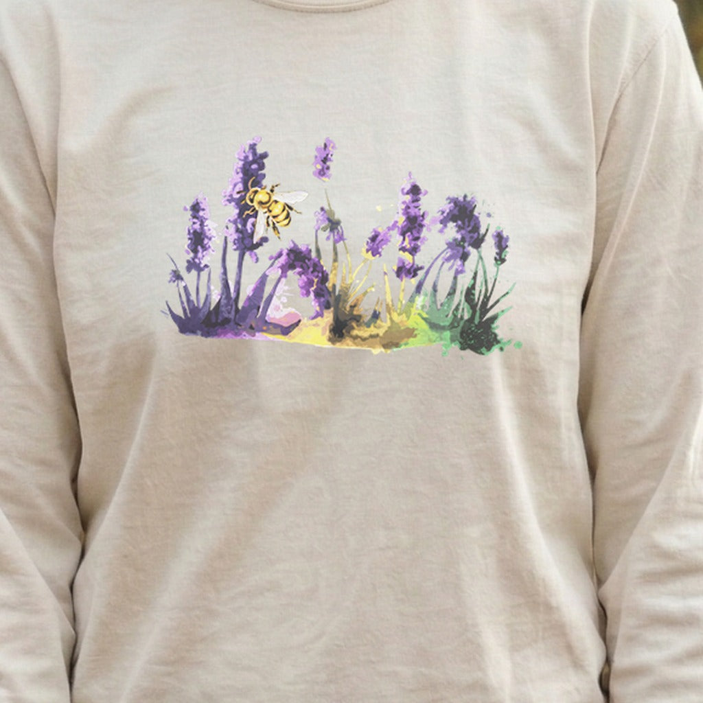 Watercolor Bee in a Meadow Cotton Long Sleeve