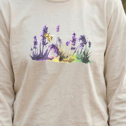 Watercolor Bee in a Meadow Cotton Long Sleeve