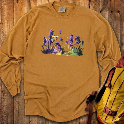 Watercolor Bee in a Meadow Cotton Long Sleeve
