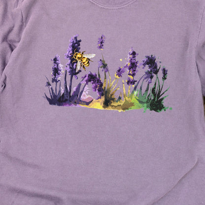 Watercolor Bee in a Meadow Cotton Long Sleeve