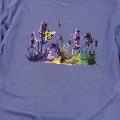 Watercolor Bee in a Meadow Cotton Long Sleeve