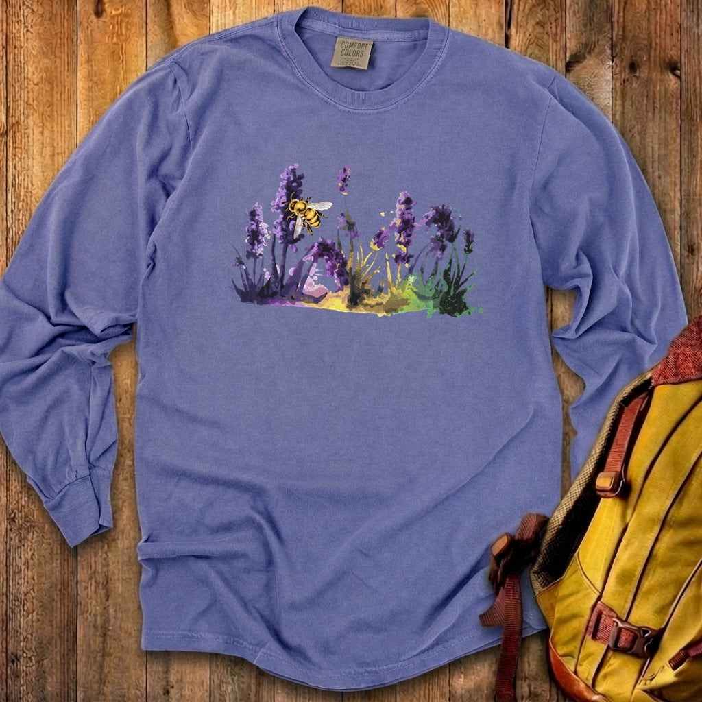 Watercolor Bee in a Meadow Cotton Long Sleeve