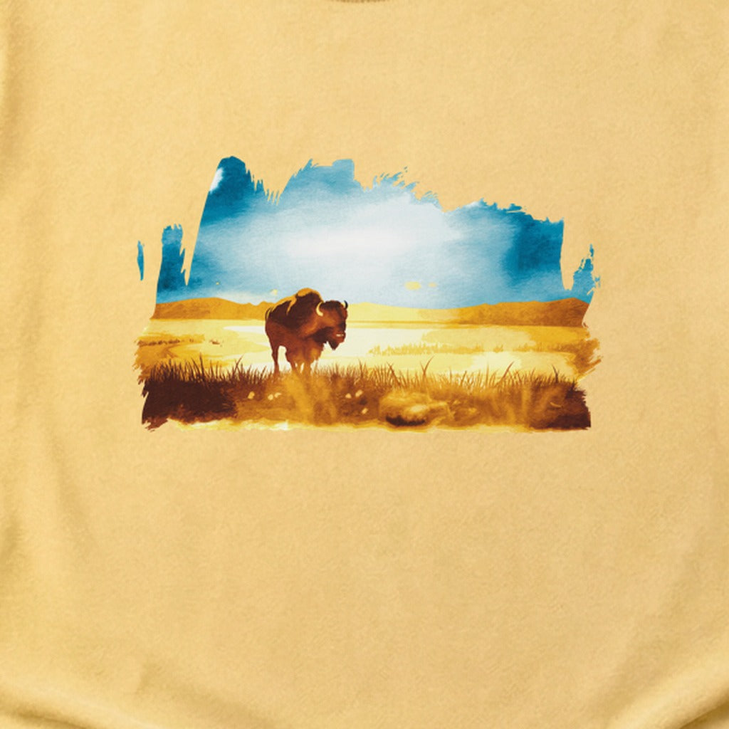 Watercolor Bison Prairie Cotton T-Shirt