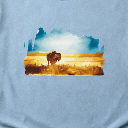 Watercolor Bison Prairie Cotton T-Shirt