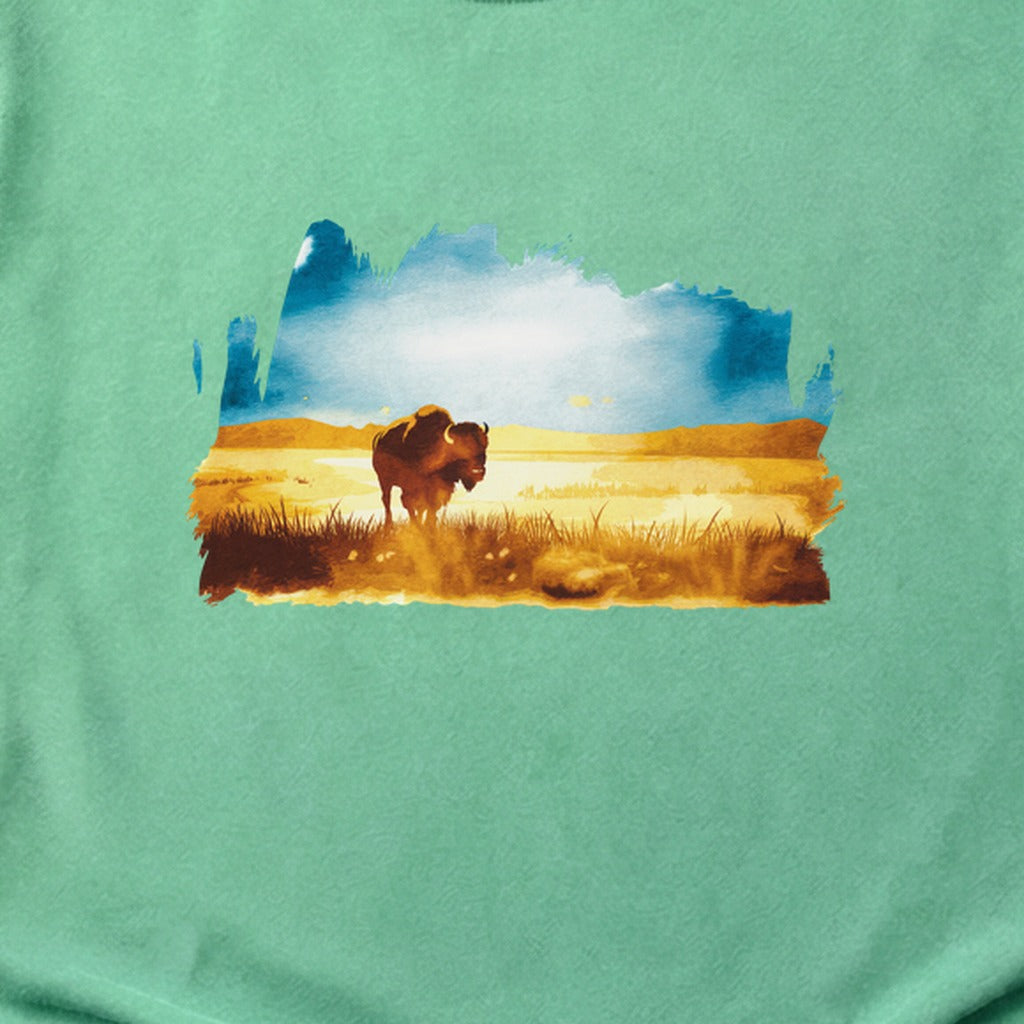 Watercolor Bison Prairie Cotton T-Shirt