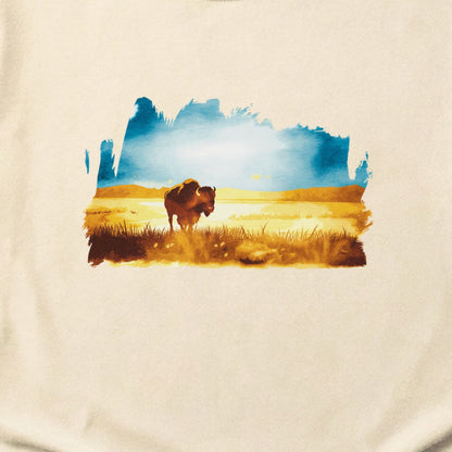 Watercolor Bison Prairie Cotton T-Shirt