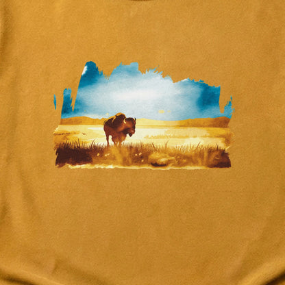 Watercolor Bison Prairie Cotton T-Shirt