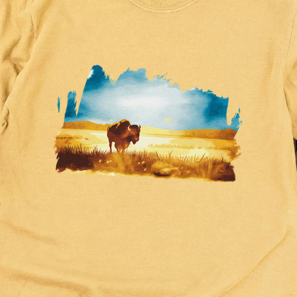 Watercolor Bison Prairie Cotton Long Sleeve