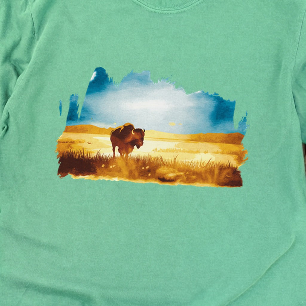 Watercolor Bison Prairie Cotton Long Sleeve