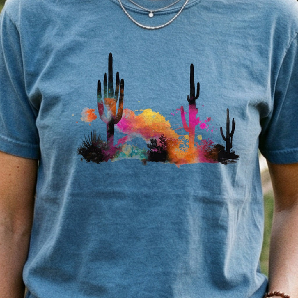 Watercolor Cactus Desert Cotton T-Shirt
