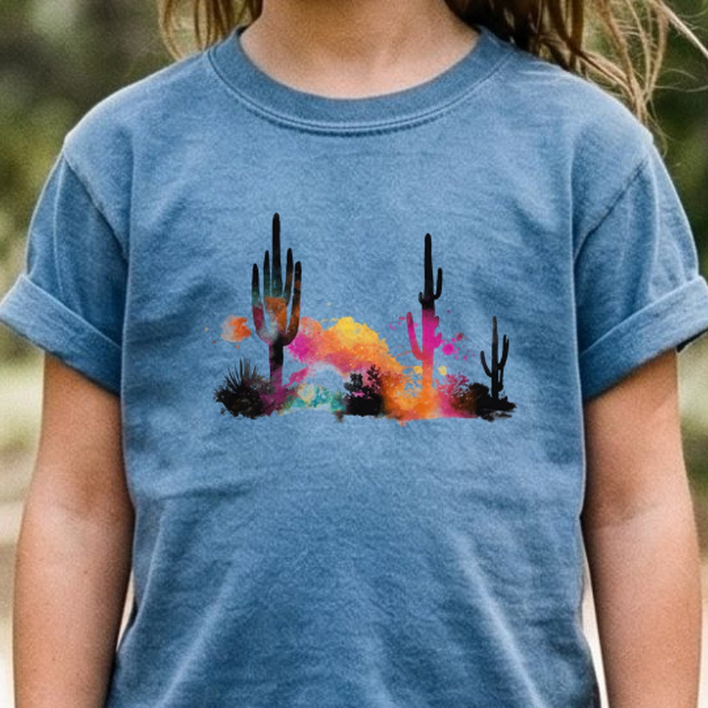Watercolor Cactus Desert Kids Cotton T-Shirt