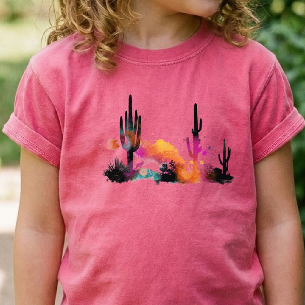 Watercolor Cactus Desert Kids Cotton T-Shirt